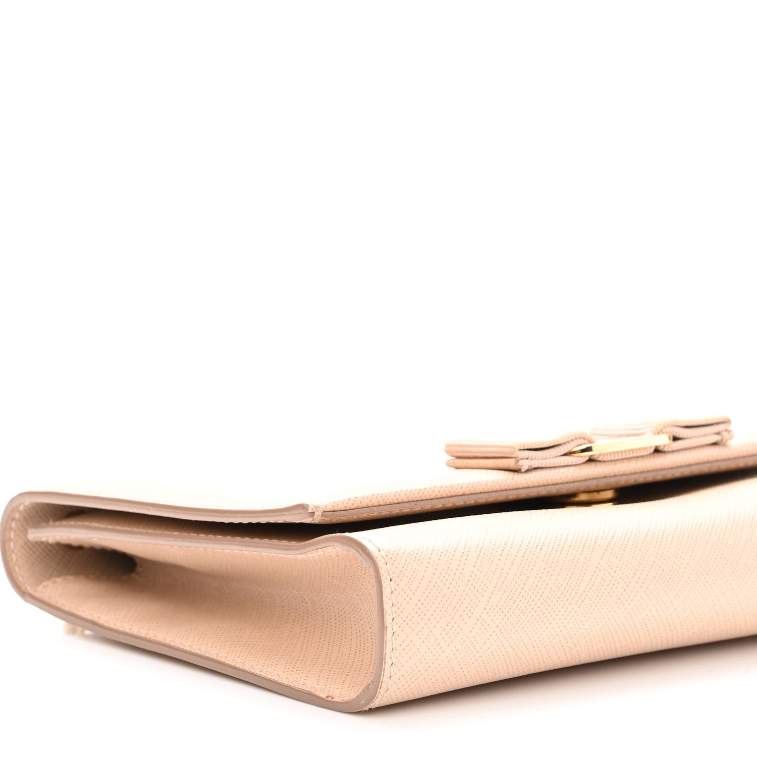 Salvatore Ferragamo Hammered Calfskin Mini Miss Vara Bow Chain Bag New Bisque 8 of 9