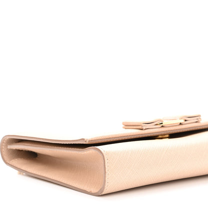 Salvatore Ferragamo Hammered Calfskin Mini Miss Vara Bow Chain Bag New Bisque 8 of 9
