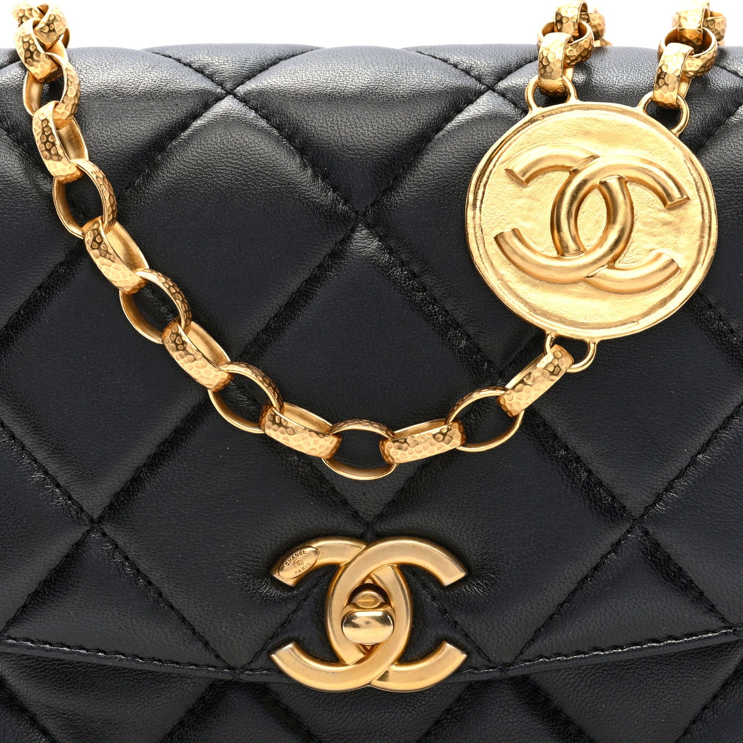 Lambskin Quilted Small CC Coin Flap Bag Black