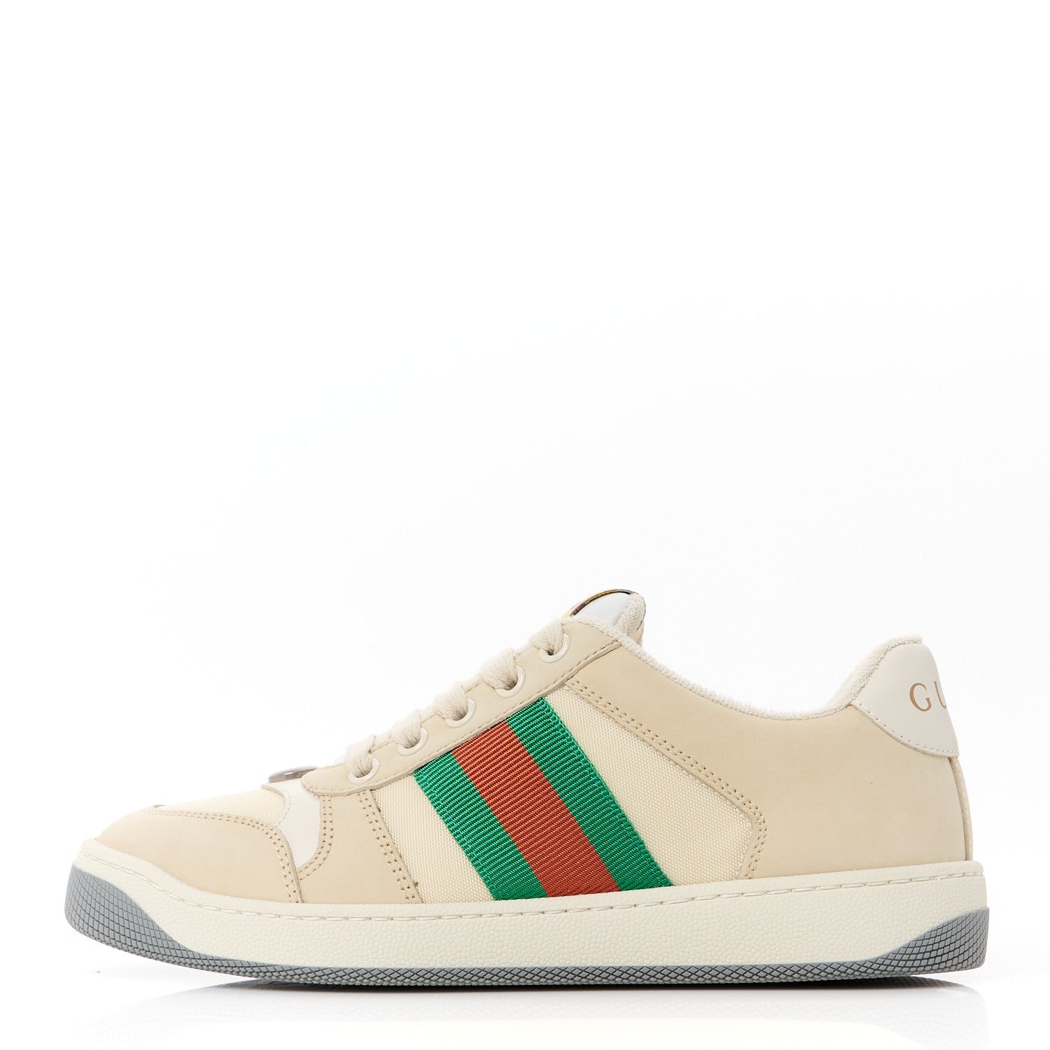 Gucci Nylon Nubuck Web Womens Screener Sneakers 35.5 Mystic White Dusty Milk 1 of 10