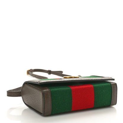 Gucci Web Textured Dollar Calfskin Mini Double G Shoulder Bag Green Red New Acero 4 of 10