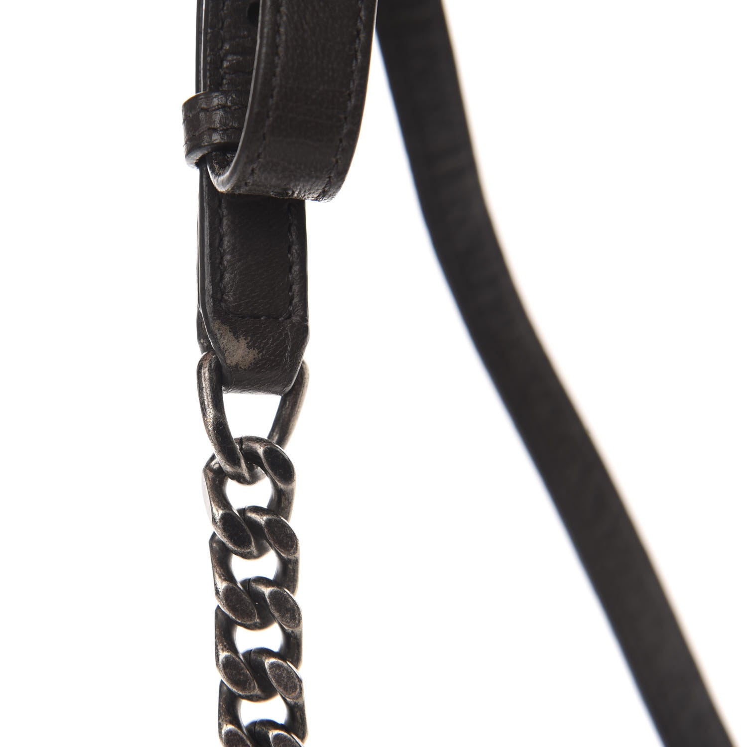 Saint Laurent Calfskin Crocodile Embossed Medium West Hollywood Monogram Fold-Over Dark Brown 10 of 12