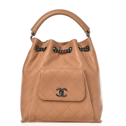 Chanel Calfskin Stitched Medium Urban Luxury Drawstring Backpack Beige 1 of 11