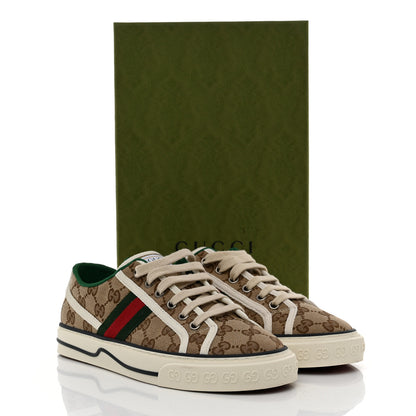 Gucci GG Monogram Web Womens 1977 Tennis Sneakers 38 Beige Ebony Mystic White 8 of 8