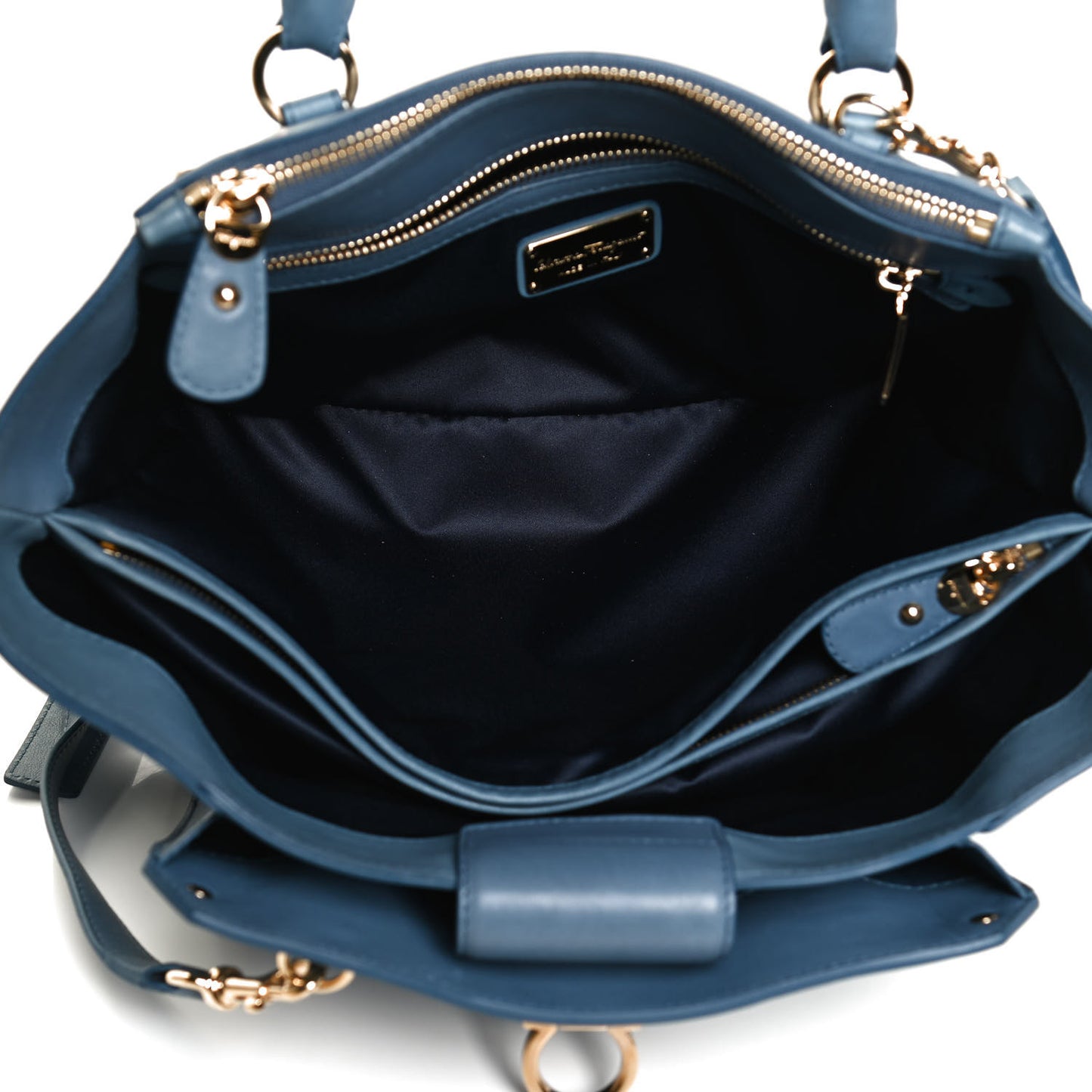 Calfskin Gancini Tote Blue