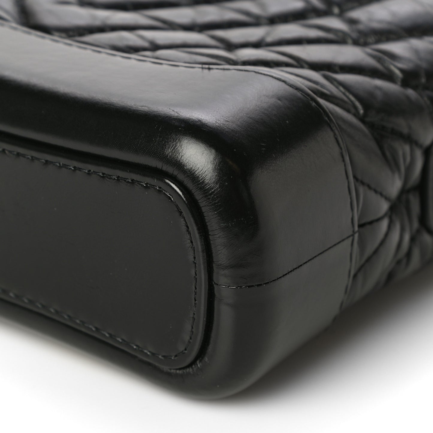 Aged Calfskin Chevron Quilted Small Gabrielle Hobo Black