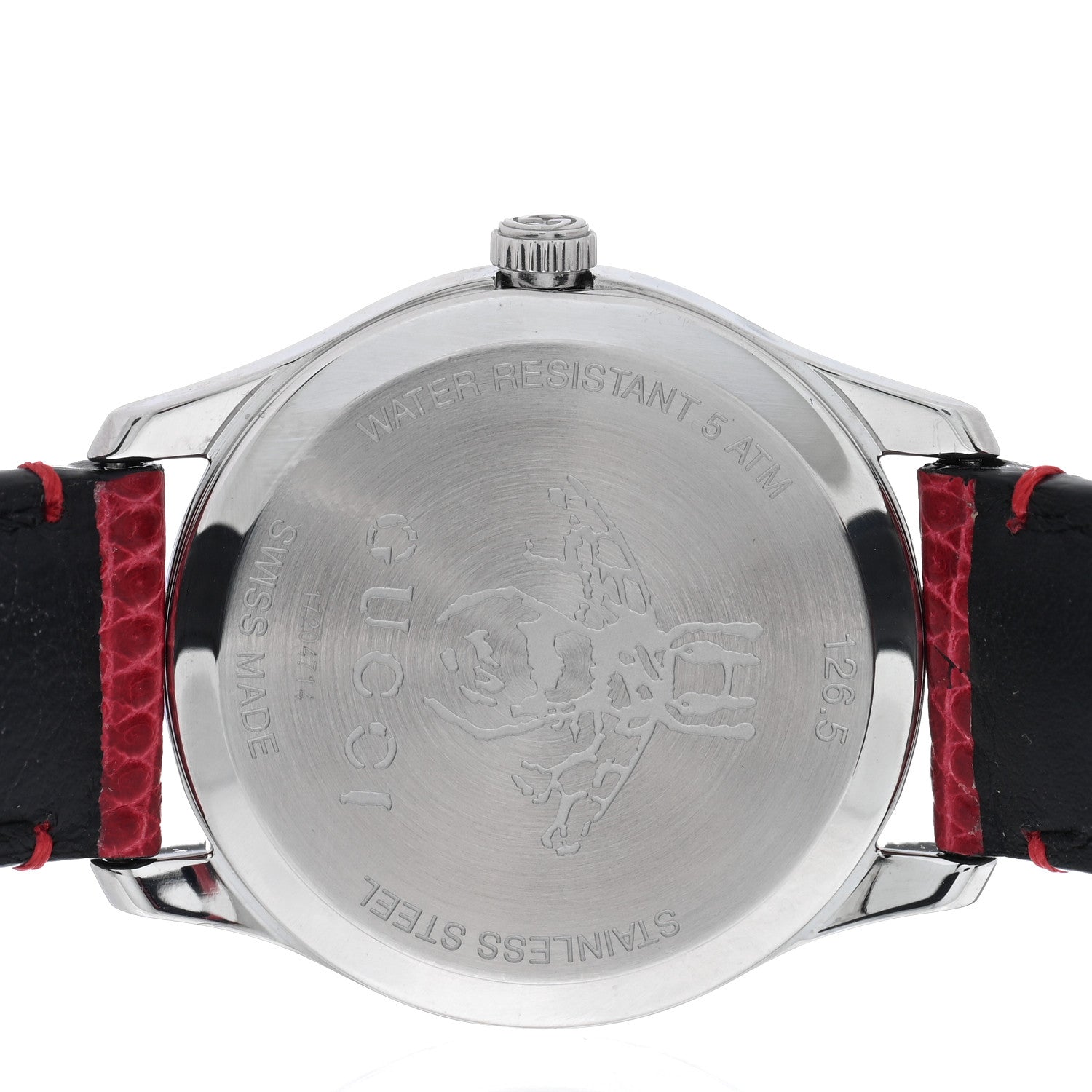Gucci Stainless Steel Lizard Red Mother of Pearl 29mm G-Timeless Charm Quartz Watch 4 of 4