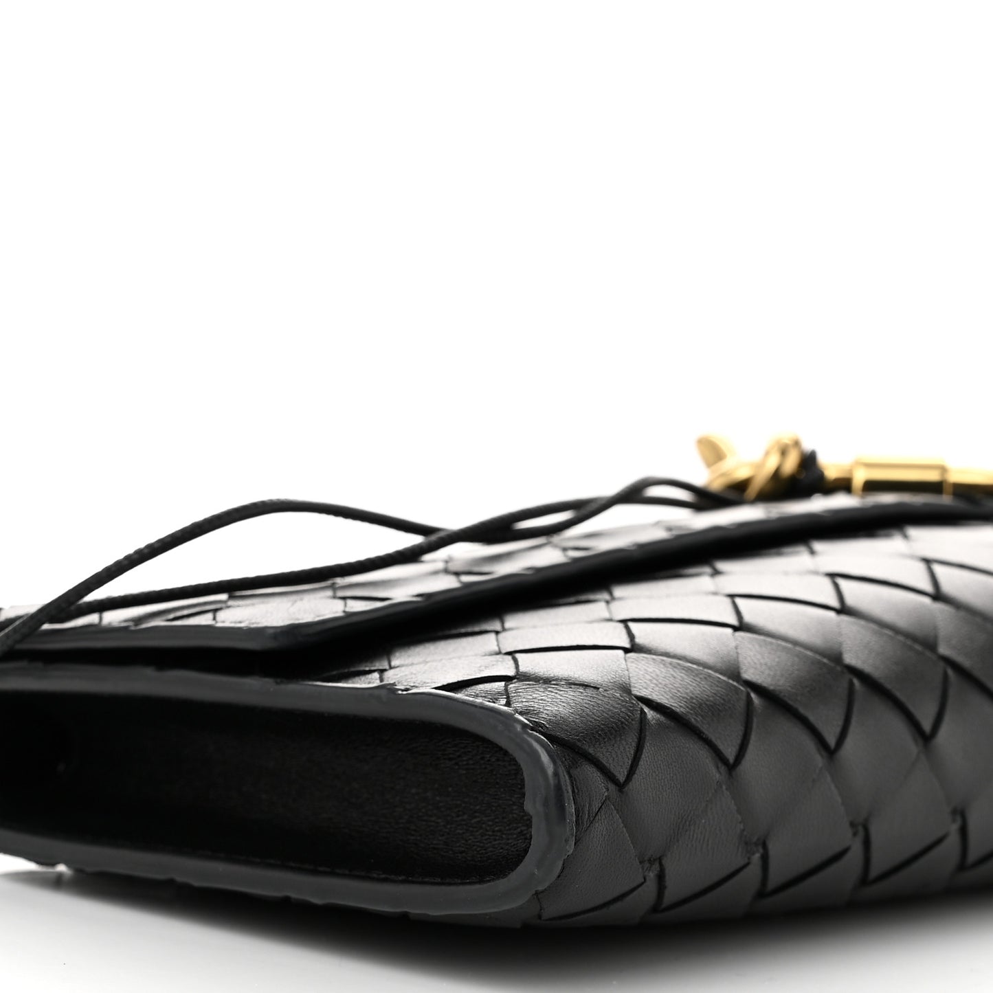 Nappa Intrecciato Long Andiamo Top Handle Clutch Black