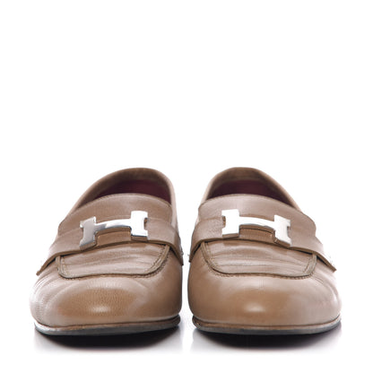 Hermes Goatskin Womens Paris Loafers 38 Etoupe 3 of 14