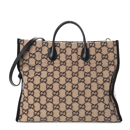 Gucci Covered Wool GG Monogram Large Tote Bag Beige Ebony 1 of 9