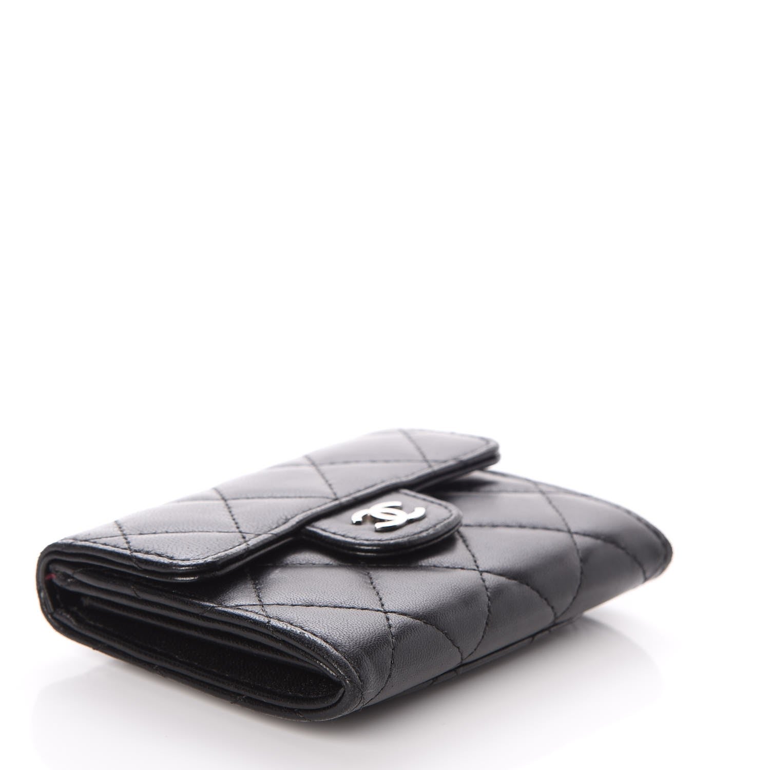 Chanel Lambskin Quilted Flap Card Holder Wallet Black 4 of 8