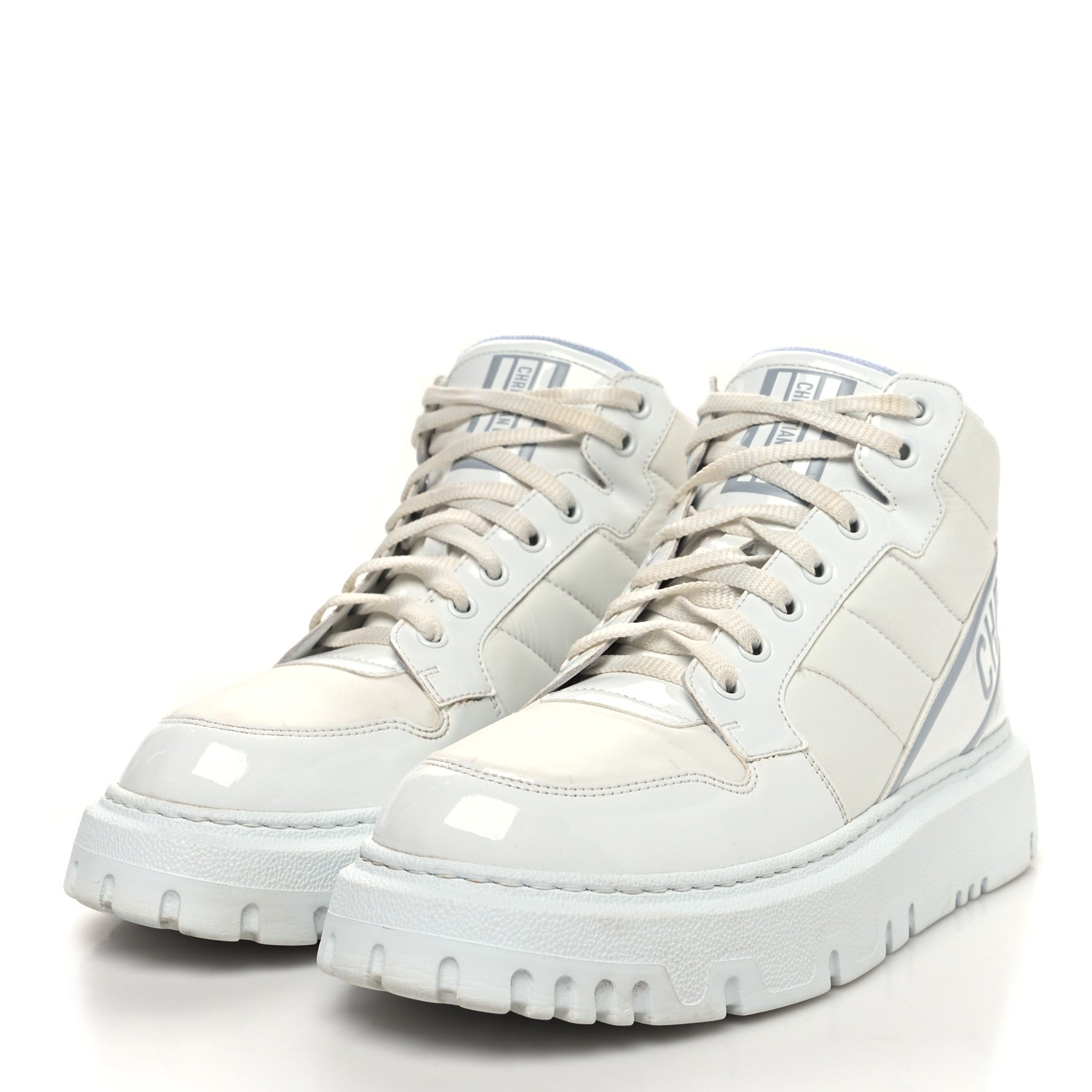 Christian Dior Nylon Fabric Womens D-Player High Top Sneakers 39.5 White 3 of 10