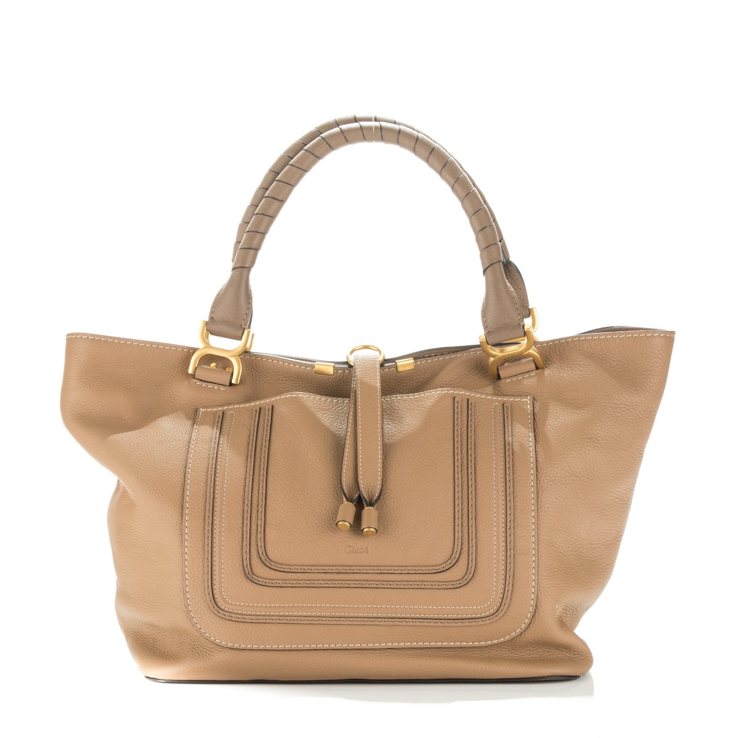 Chloe Calfskin Large New Marcie Tote Nut 1 of 8