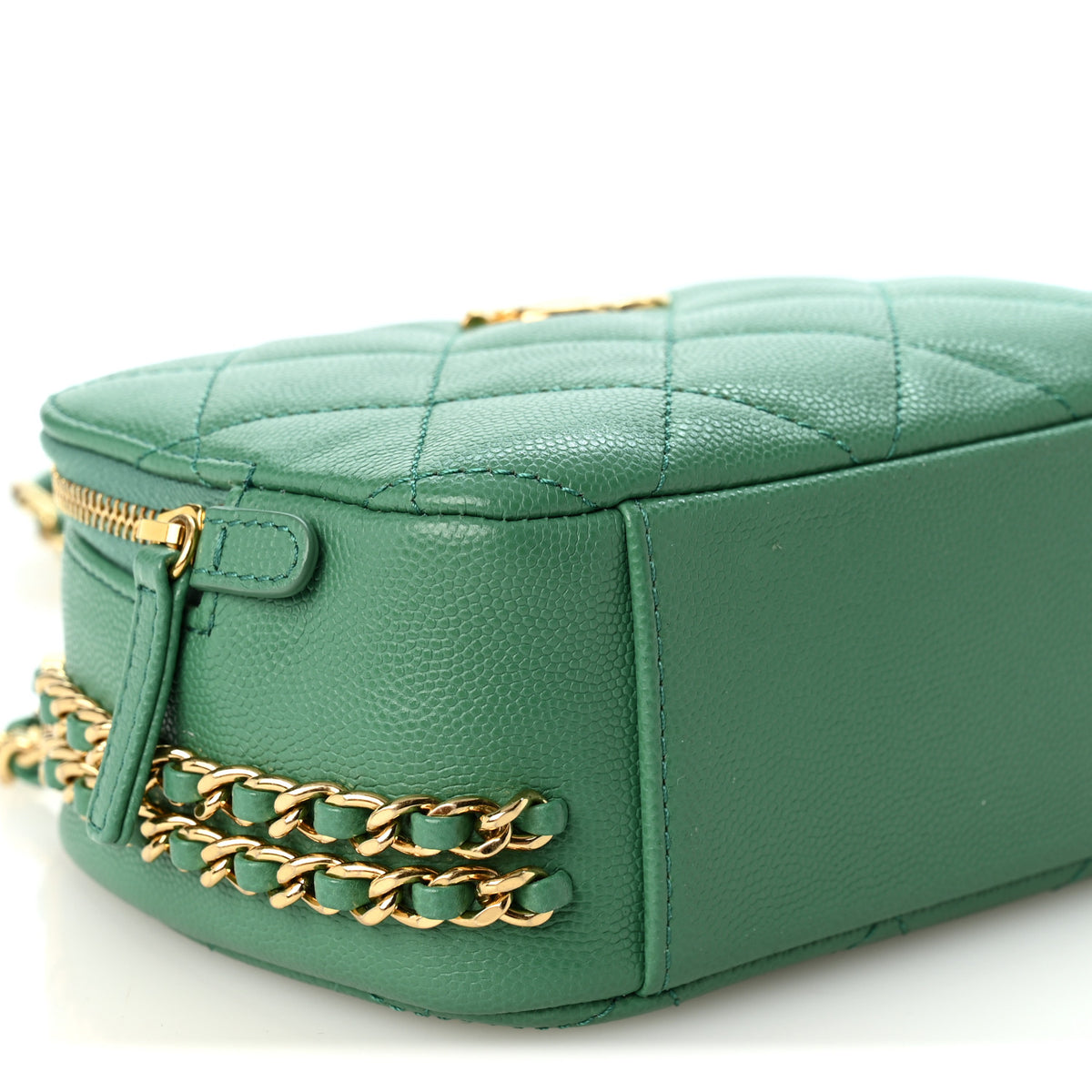 Caviar Quilted Mini CC You Camera Case Dark Green