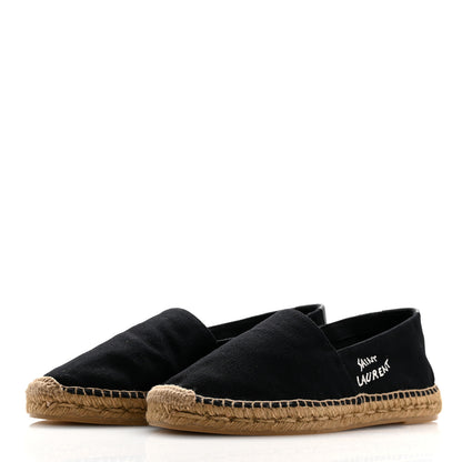 Saint Laurent Canvas Nappa Elba Light Logo Embroidered Espadrilles 40.5 Black 4 of 12