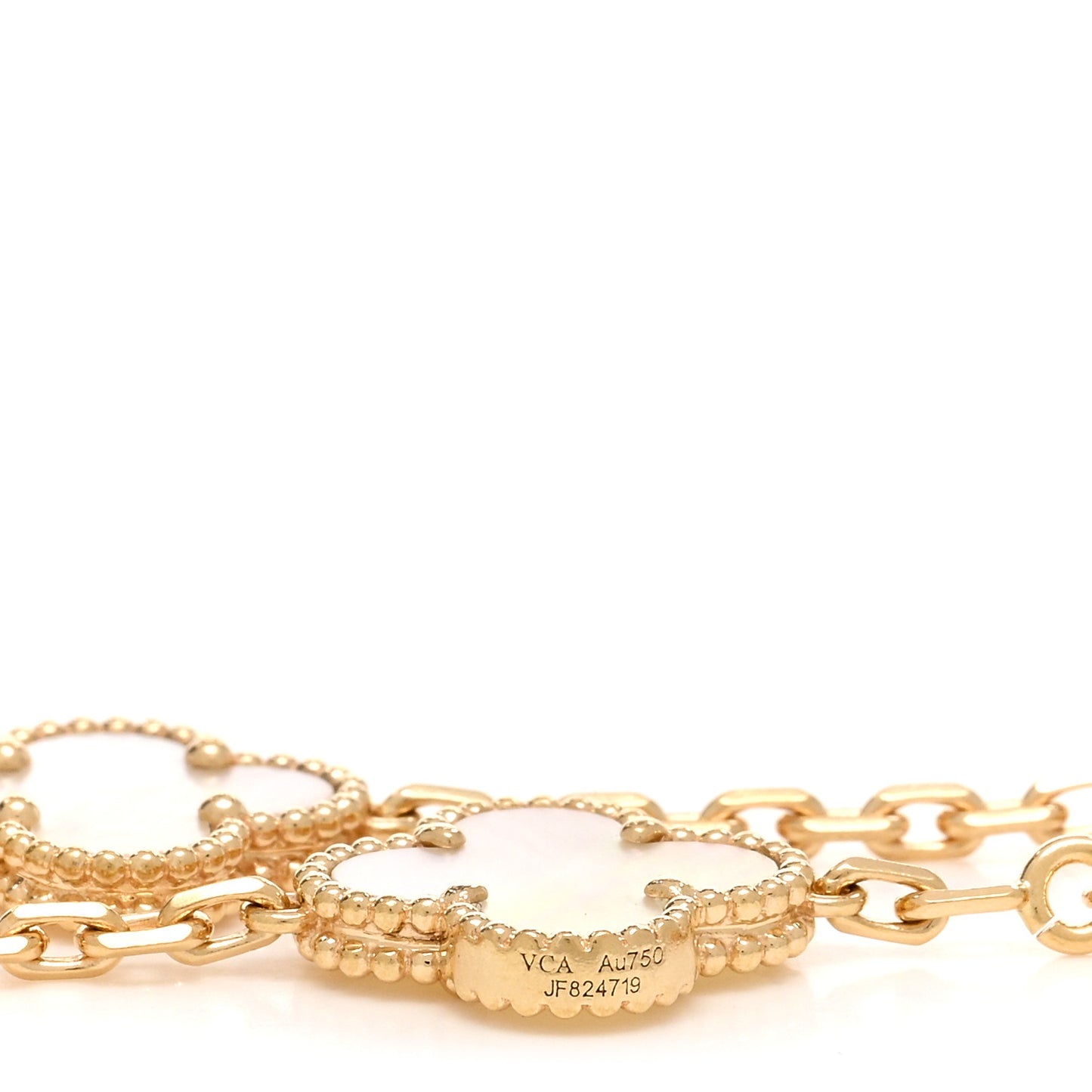 18K Yellow Gold Mother of Pearl 5 Motifs Vintage Alhambra Bracelet