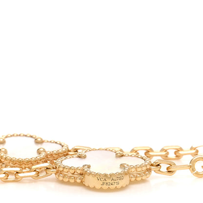 Van Cleef & Arpels 18K Yellow Gold Mother of Pearl 5 Motifs Vintage Alhambra Bracelet 3 of 4