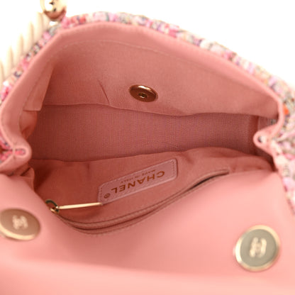 Chanel Tweed Mini Pearl Handle Flap Pink Beige Orange Ecru 5 of 11