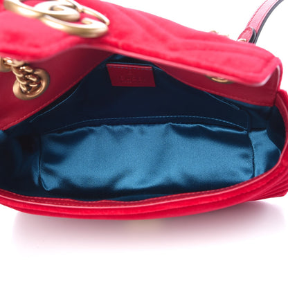 Gucci Velvet Matelasse Mini GG Marmont Shoulder Bag Hibiscus Red 7 of 10