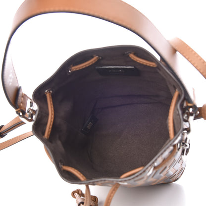 Fendi Calfskin F is FF Embossed Small Mon Tresor Bucket Bag Tobacco Black 6 of 10