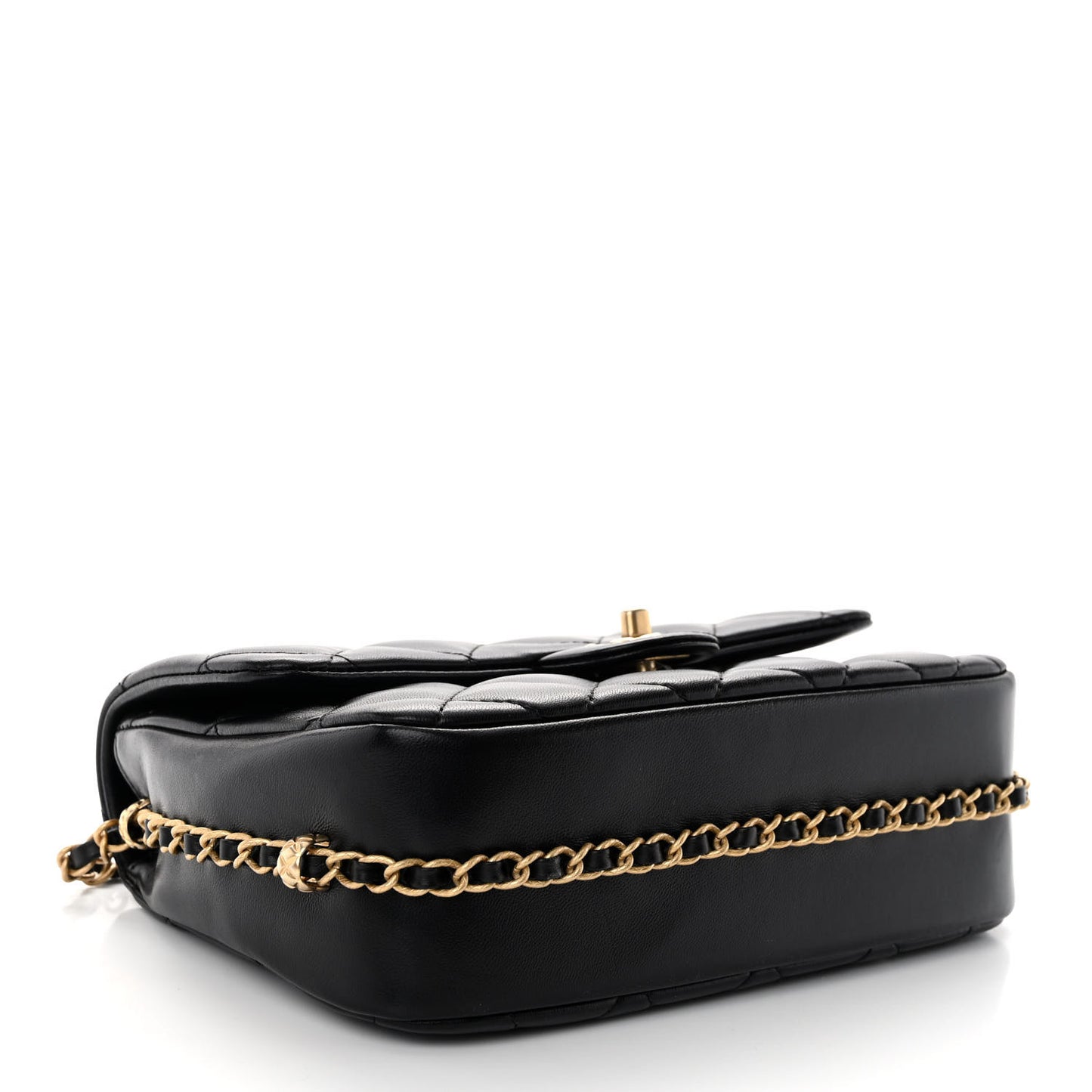 Lambskin Quilted Large CC Chain Flap Black