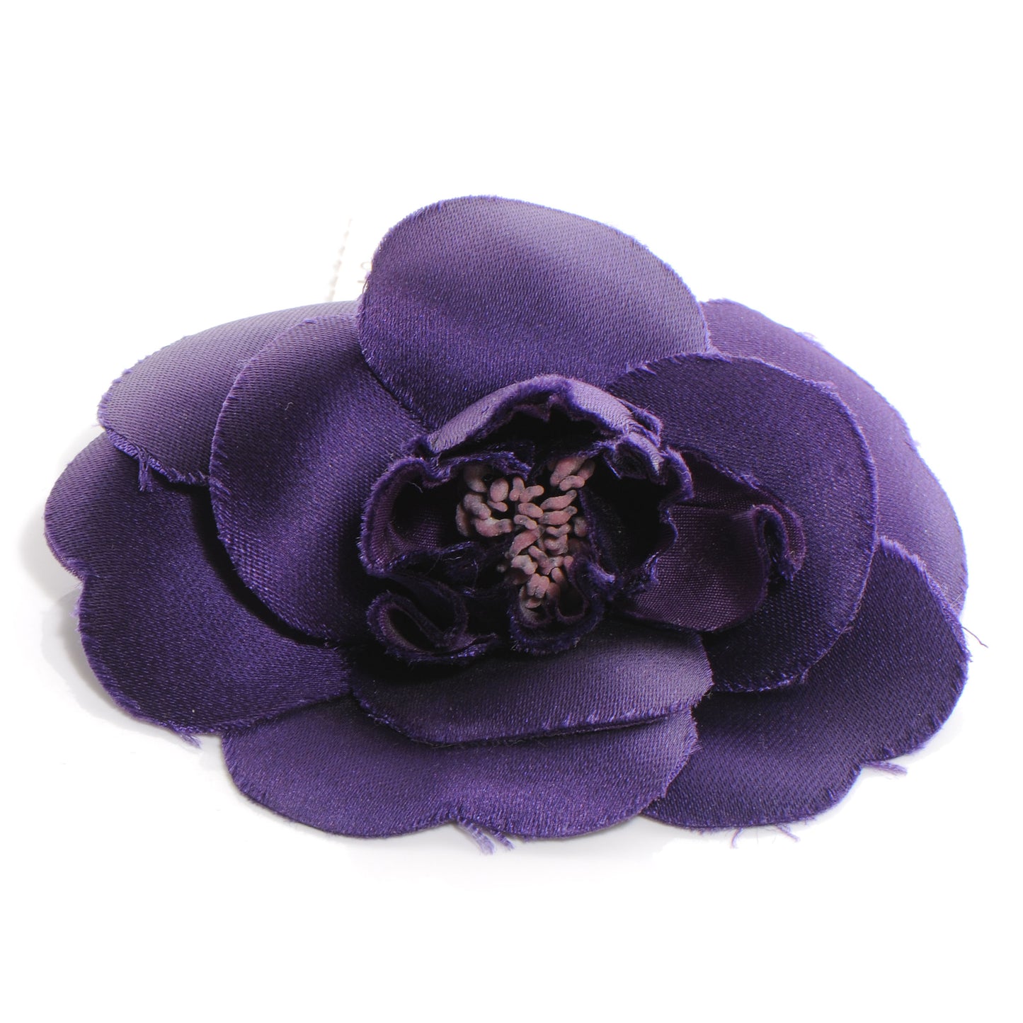 Satin Camellia Pin Brooch Purple