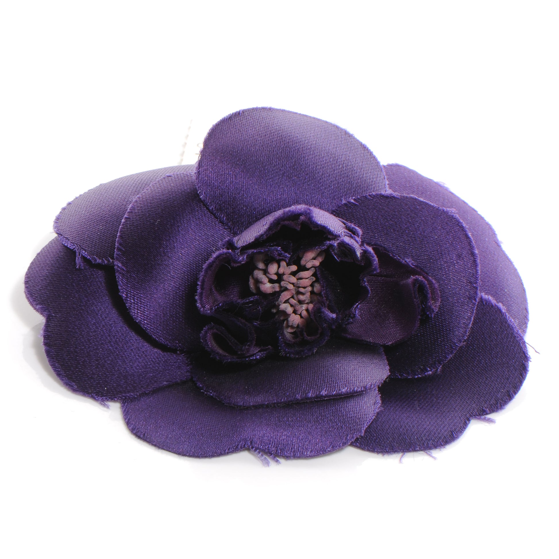 Chanel Satin Camellia Pin Brooch Purple 1 of 4