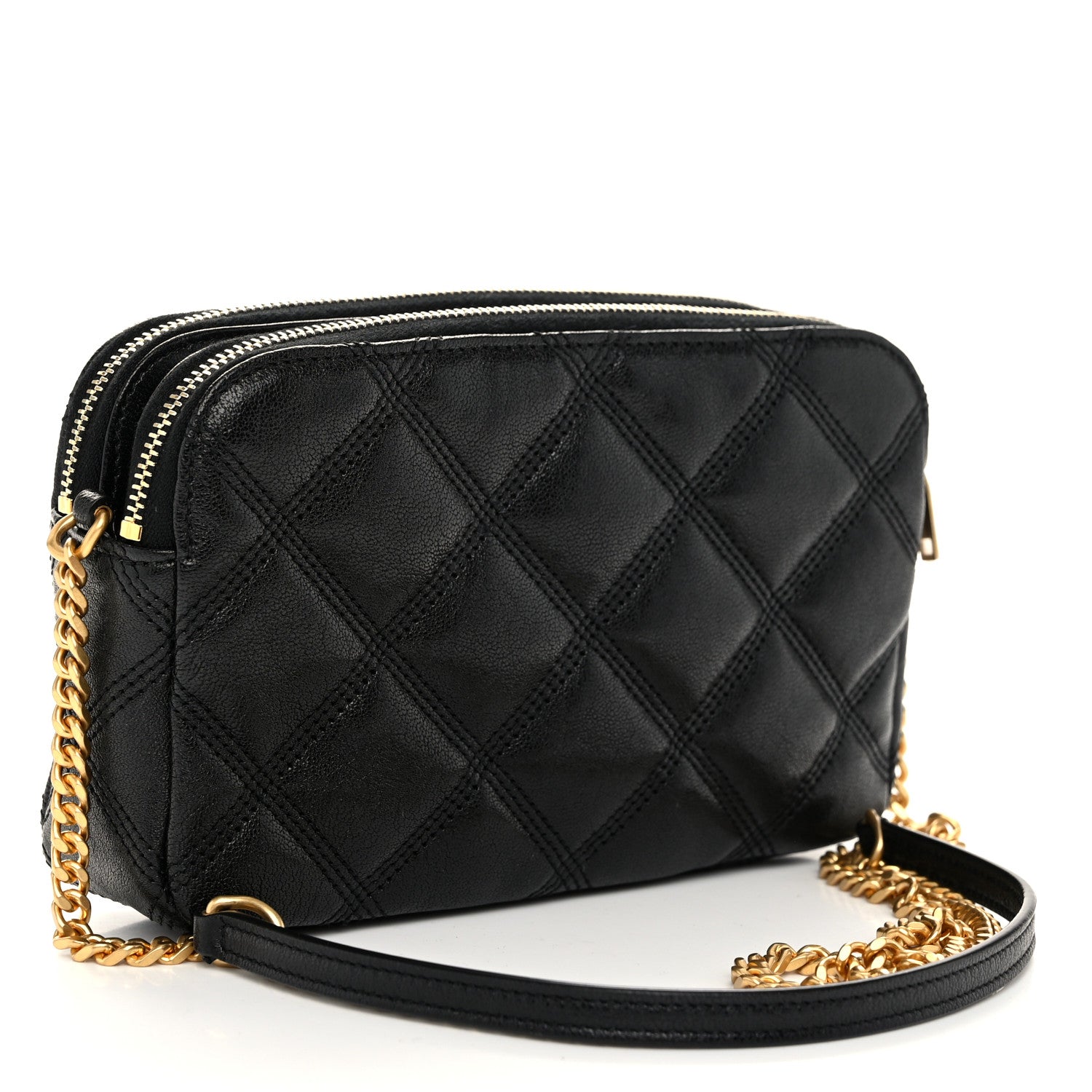 Saint Laurent Grained Lambskin Quilted Mini Becky Double Zip Bag Black 3 of 11