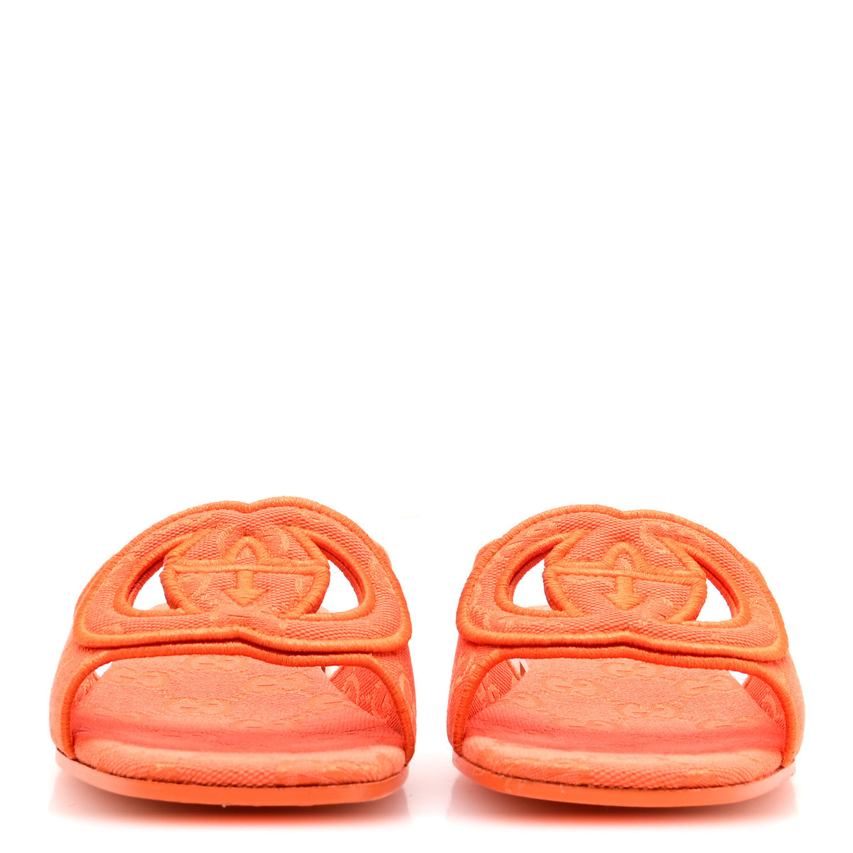 Gucci GG Canvas Interlocking G Cut Out Slide Sandals 37 Orange 3 of 8