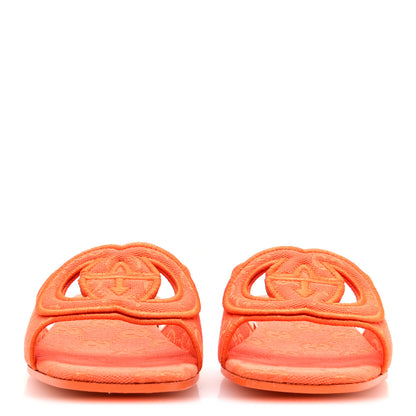 Gucci GG Canvas Interlocking G Cut Out Slide Sandals 37 Orange 3 of 8