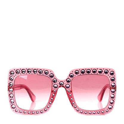 Gucci Crystal Square Frame Sunglasses GG0148S Pink 2 of 5