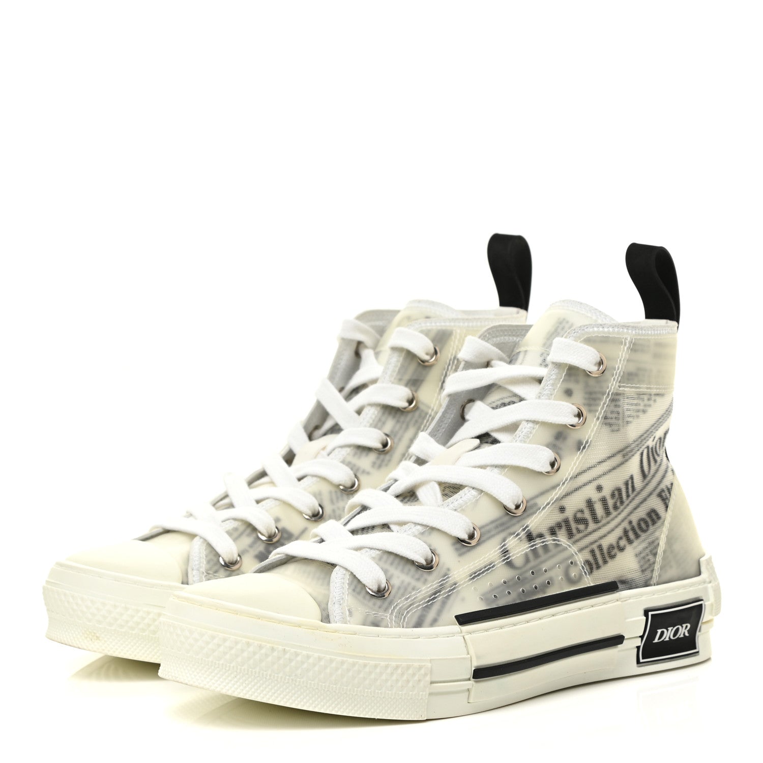 Christian Dior X DANIEL ARSHAM Canvas Newspaper Print B23 High Top Sneakers 36 White 3 of 13