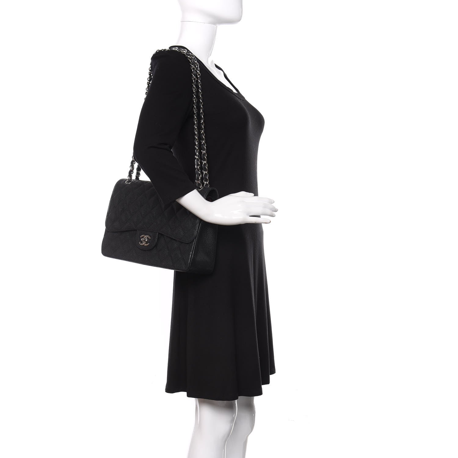 Chanel Caviar Quilted Jumbo Double Flap Black 2 of 11