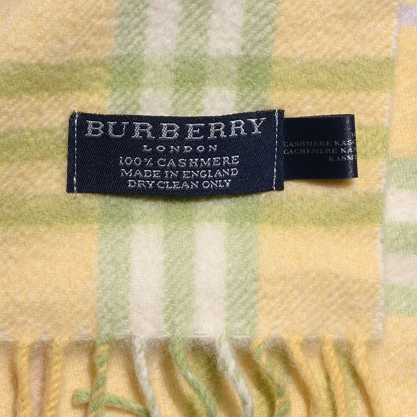 Cashmere Check Fringe Scarf Yellow