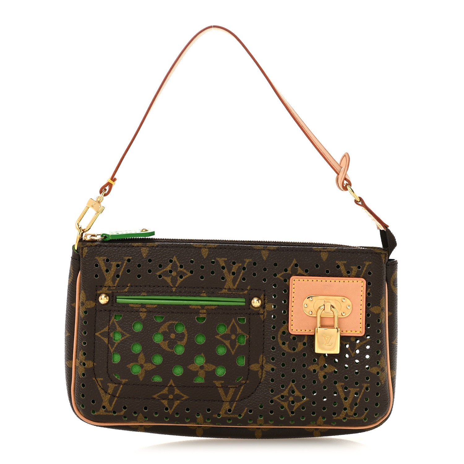Louis Vuitton Monogram Perforated Pochette Accessories Bag Green 1 of 12
