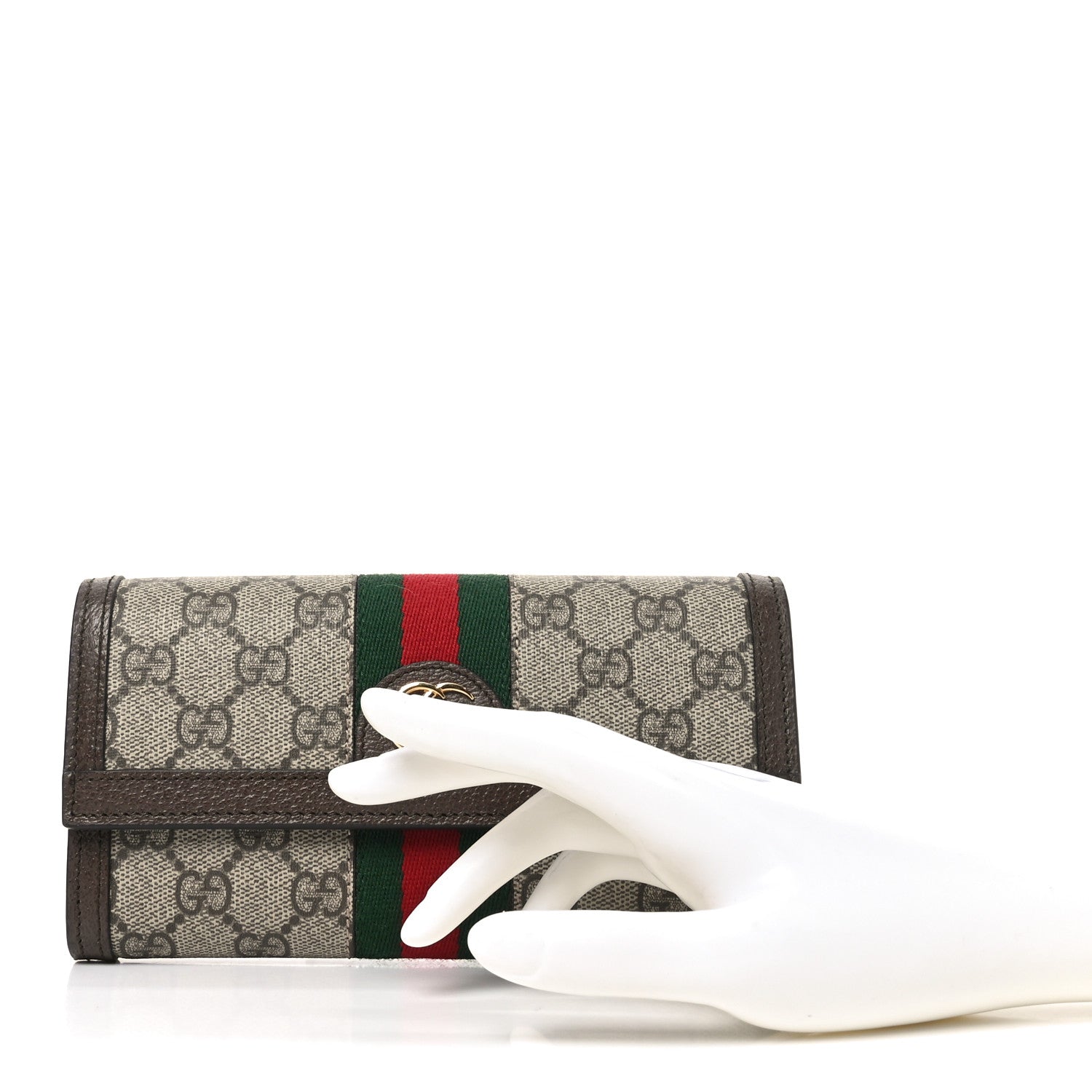 Gucci GG Supreme Monogram Web Ophidia Continental Wallet Brown 2 of 8