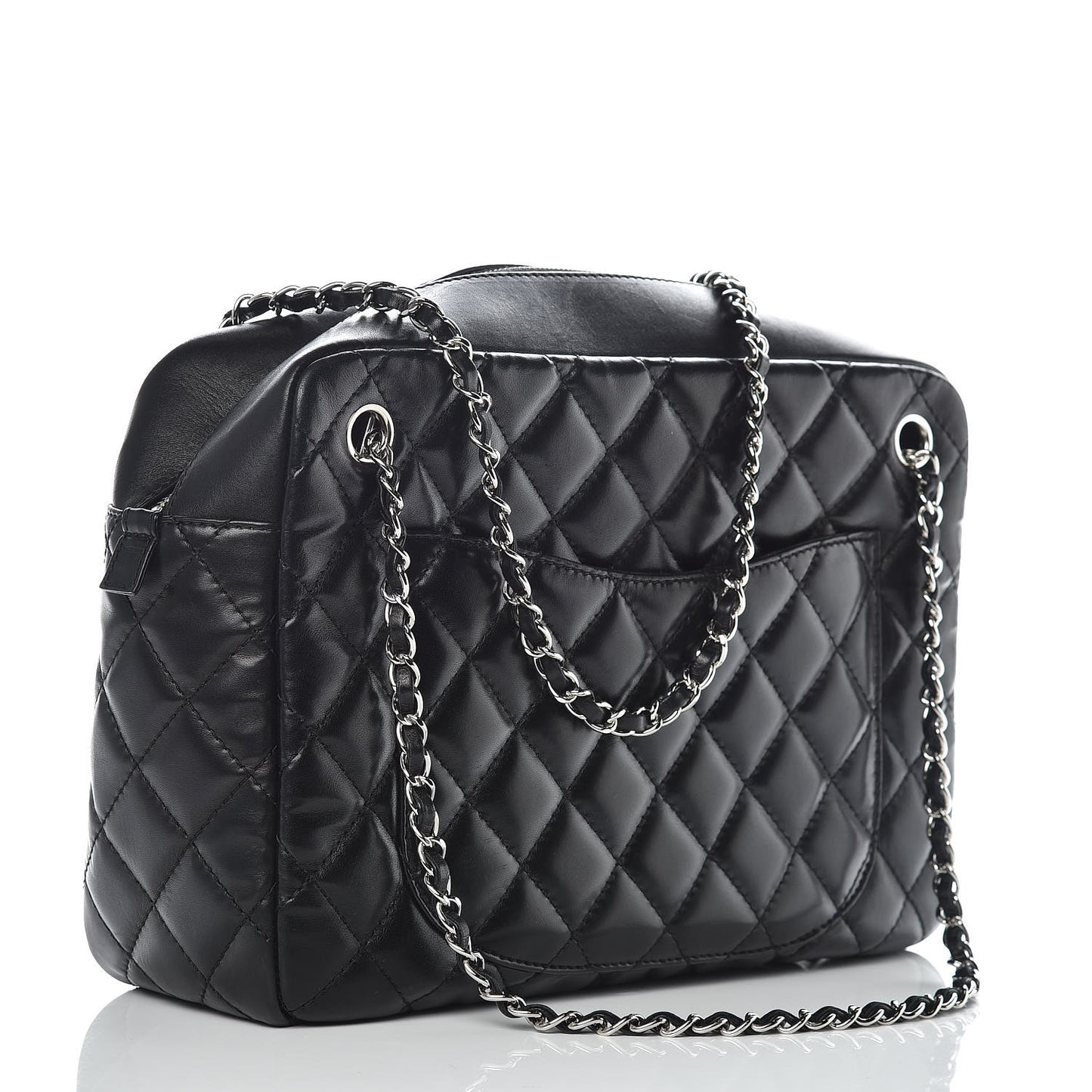 Lambskin Quilted Large Camera Case Black