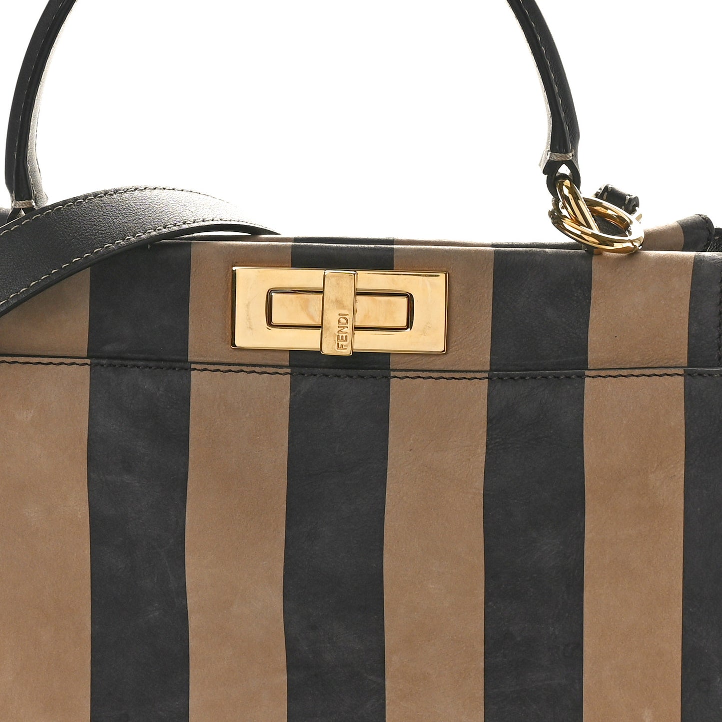 Vitello Nabuk Seta Pequin Medium Peekaboo Iconic Satchel Tobacco Moro Ebano