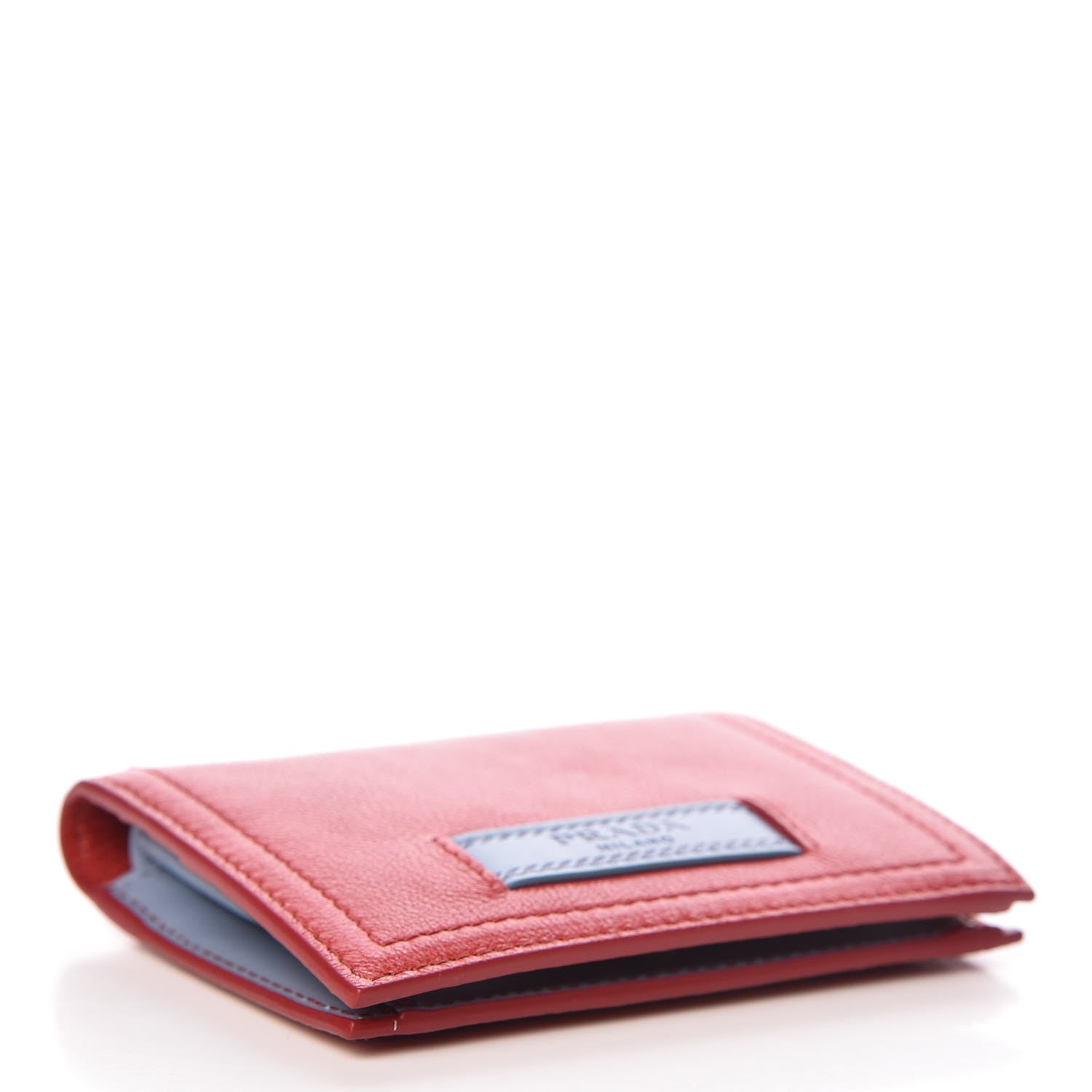 Prada Glace Calfskin City Calfskin Etiquette Compact Wallet Fuoco Astrale 4 of 8