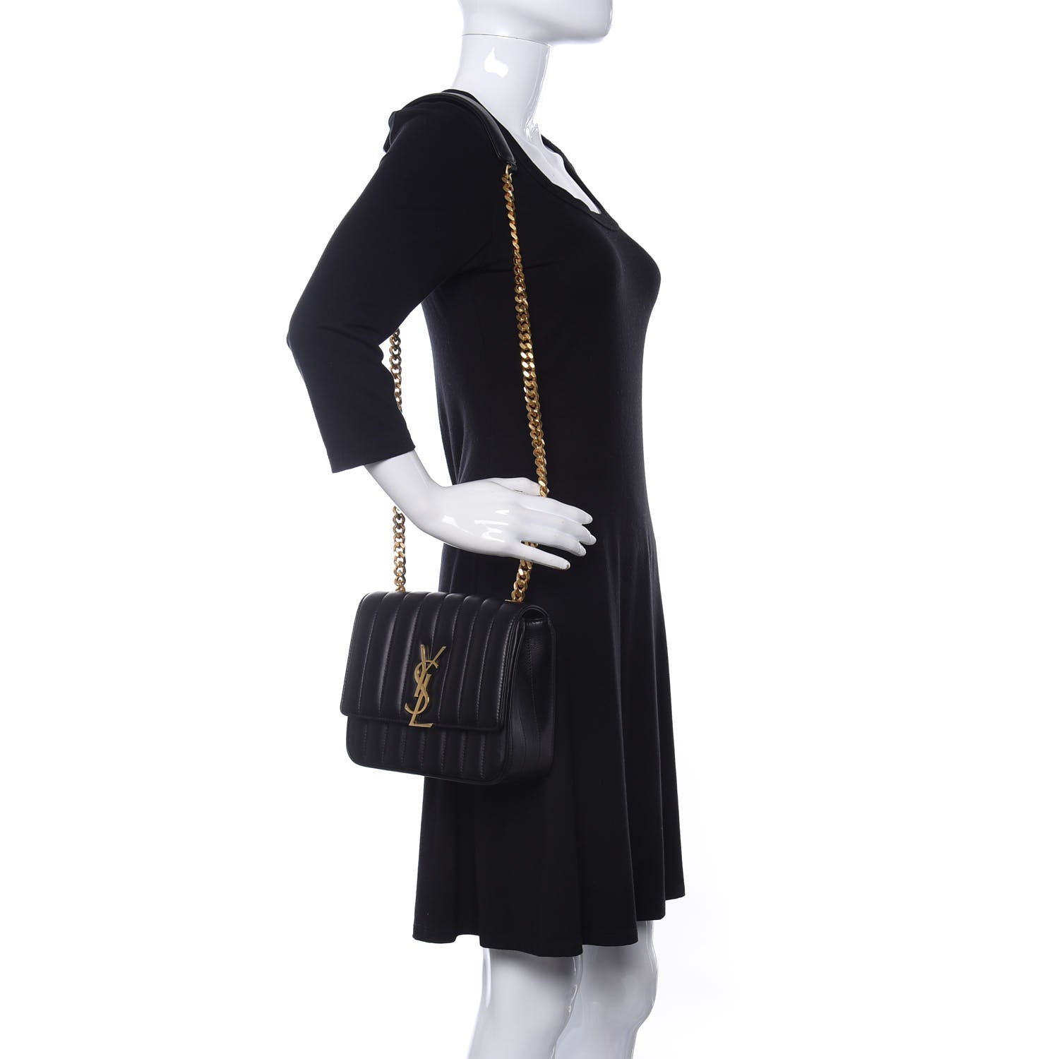 Saint Laurent Lambskin Matelasse Monogram Medium Vicky Chain Bag Black 2 of 10