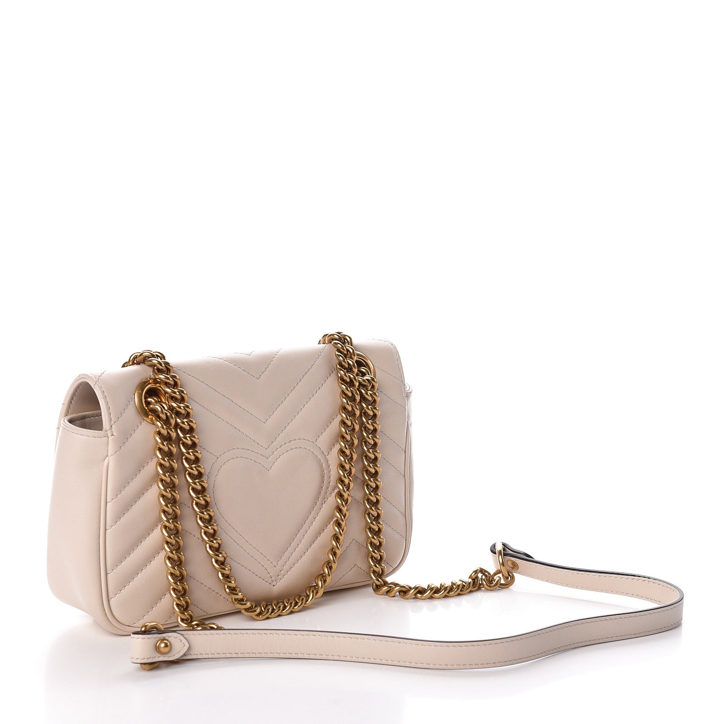 Calfskin Matelasse Mini GG Marmont Shoulder Bag White