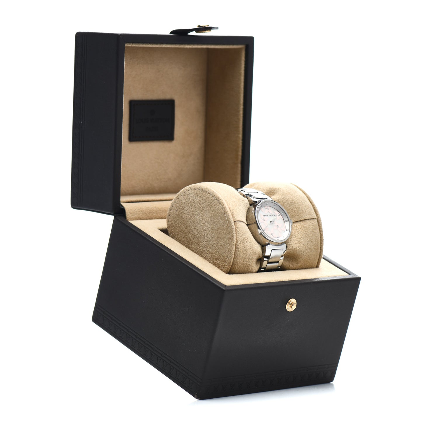 Stainless Steel Diamond Mother of Pearl 28mm Tambour Lovely Quartz Watch