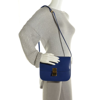 Celine Smooth Calfskin Medium Classic Box Flap Bag Blue Indigo 2 of 8