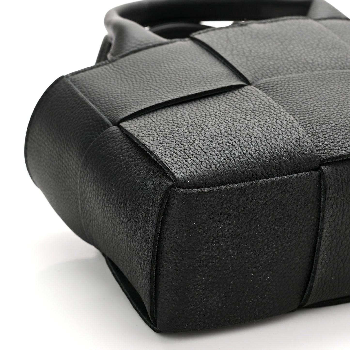 Grained Calfskin Maxi Intrecciato Mini Arco Tote Black
