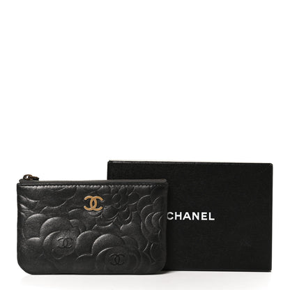 Chanel Lambskin Camellia Embossed Cosmetic Pouch Grey 10 of 10