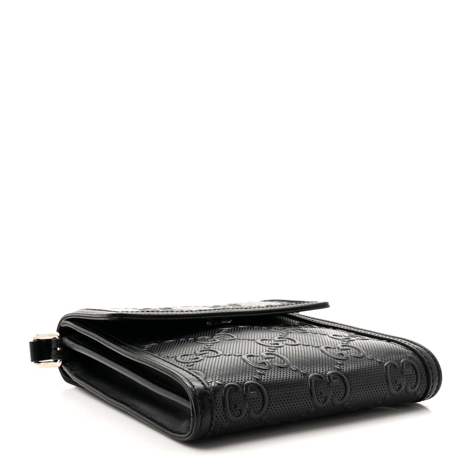 Gucci Calfskin GG Tennis Embossed Messenger Bag Black 4 of 12