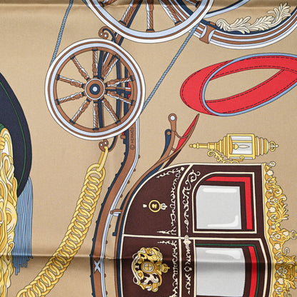 Hermes Silk Stately Wheels Scarf 90 Sable Brun Rouge 4 of 5