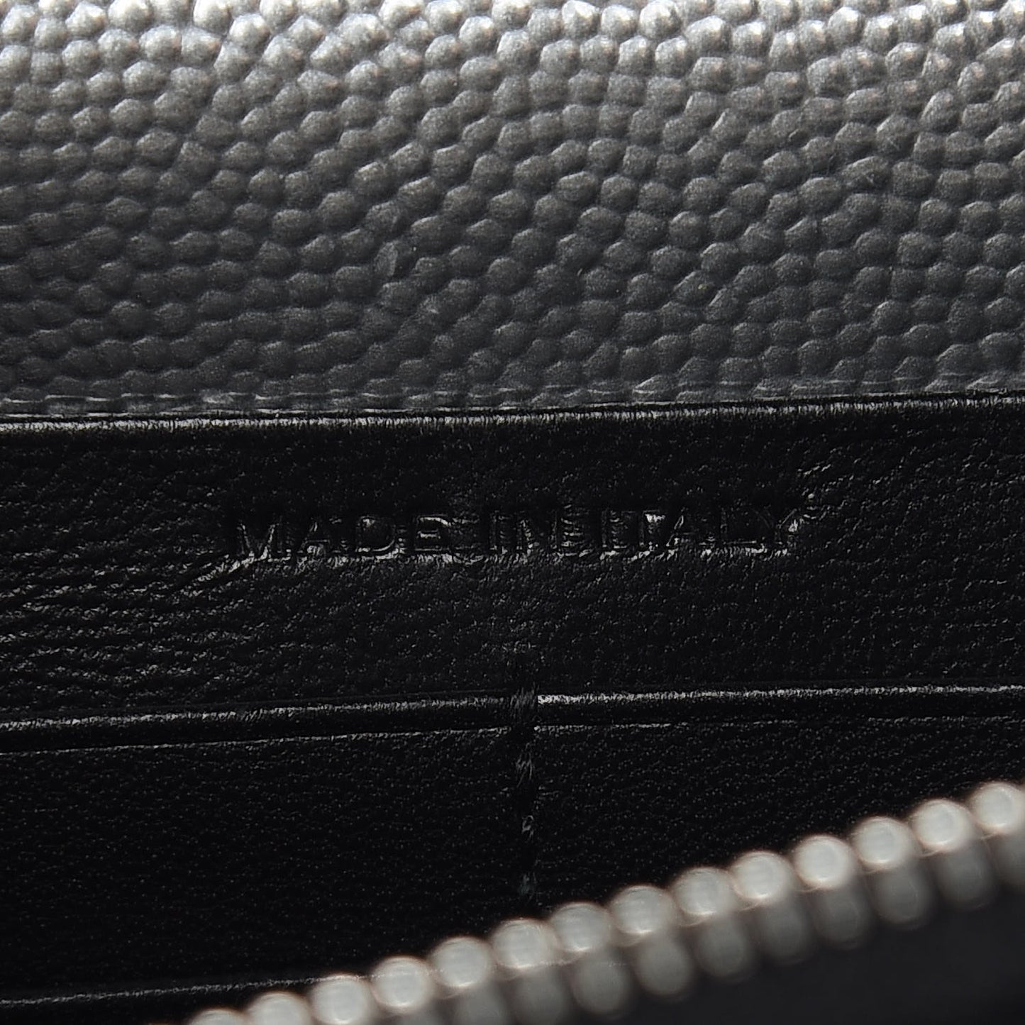 Metallic Grain De Poudre Kate Monogram Tassel Chain Wallet Silver