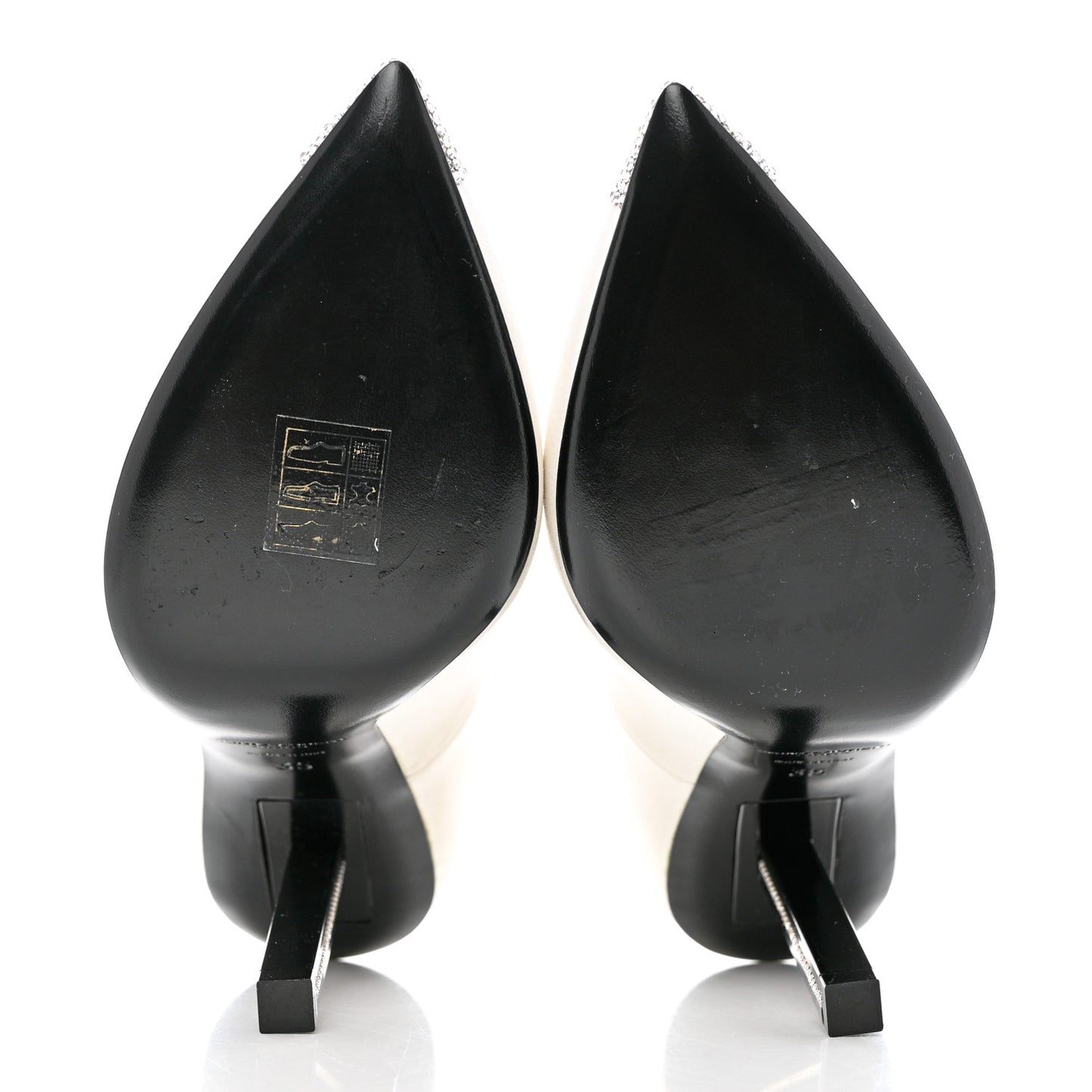 Satin Crystal Embellished Tower 110 Pump 35 White