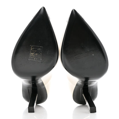 Saint Laurent Satin Crystal Embellished Tower 110 Pump 35 White 5 of 13